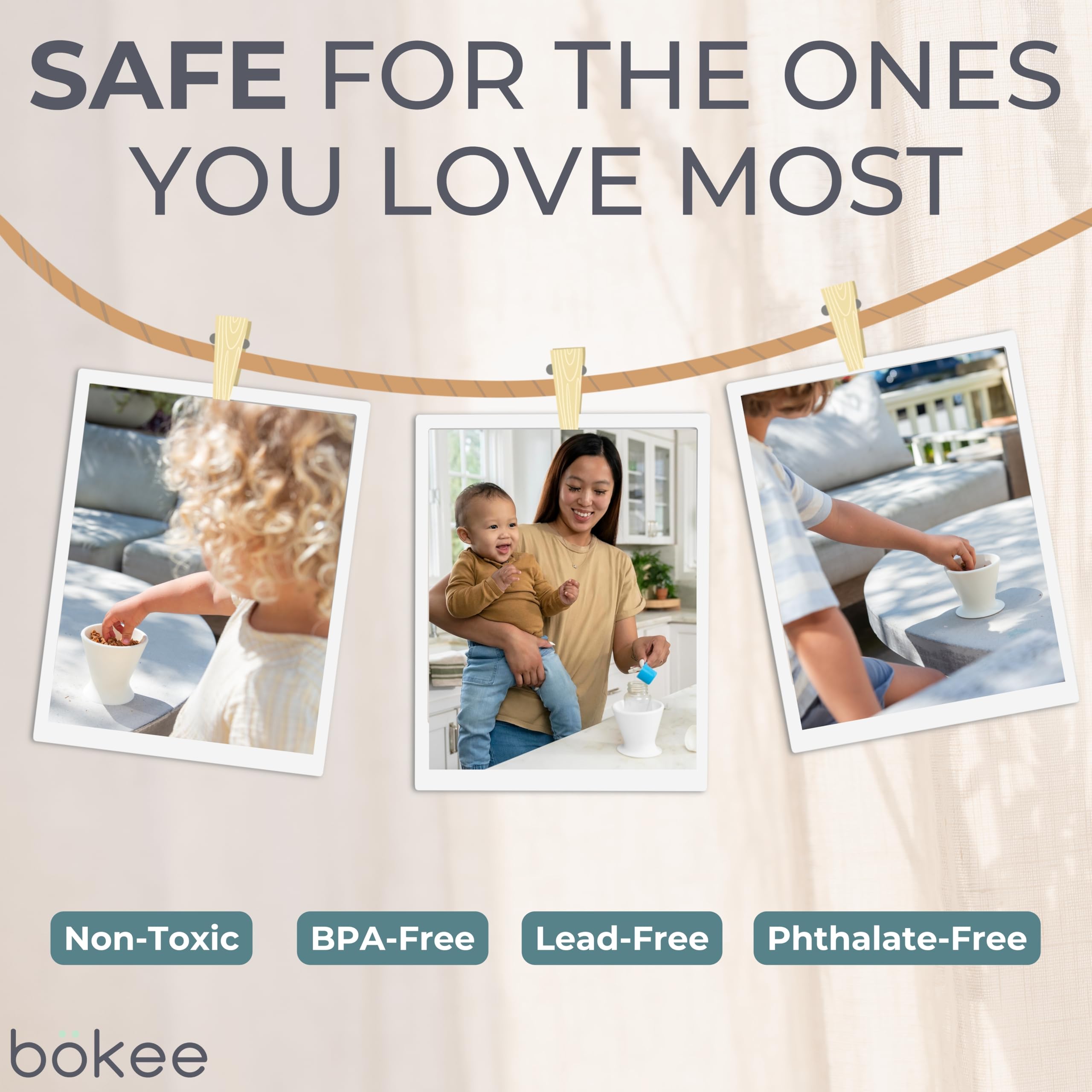 Bökee Baby Bottle Holder and Easy Hands Free Silicone Breast Pump Holder​ for One Handed Bottle Prep - Robins Egg, 1-Pack - Image 4