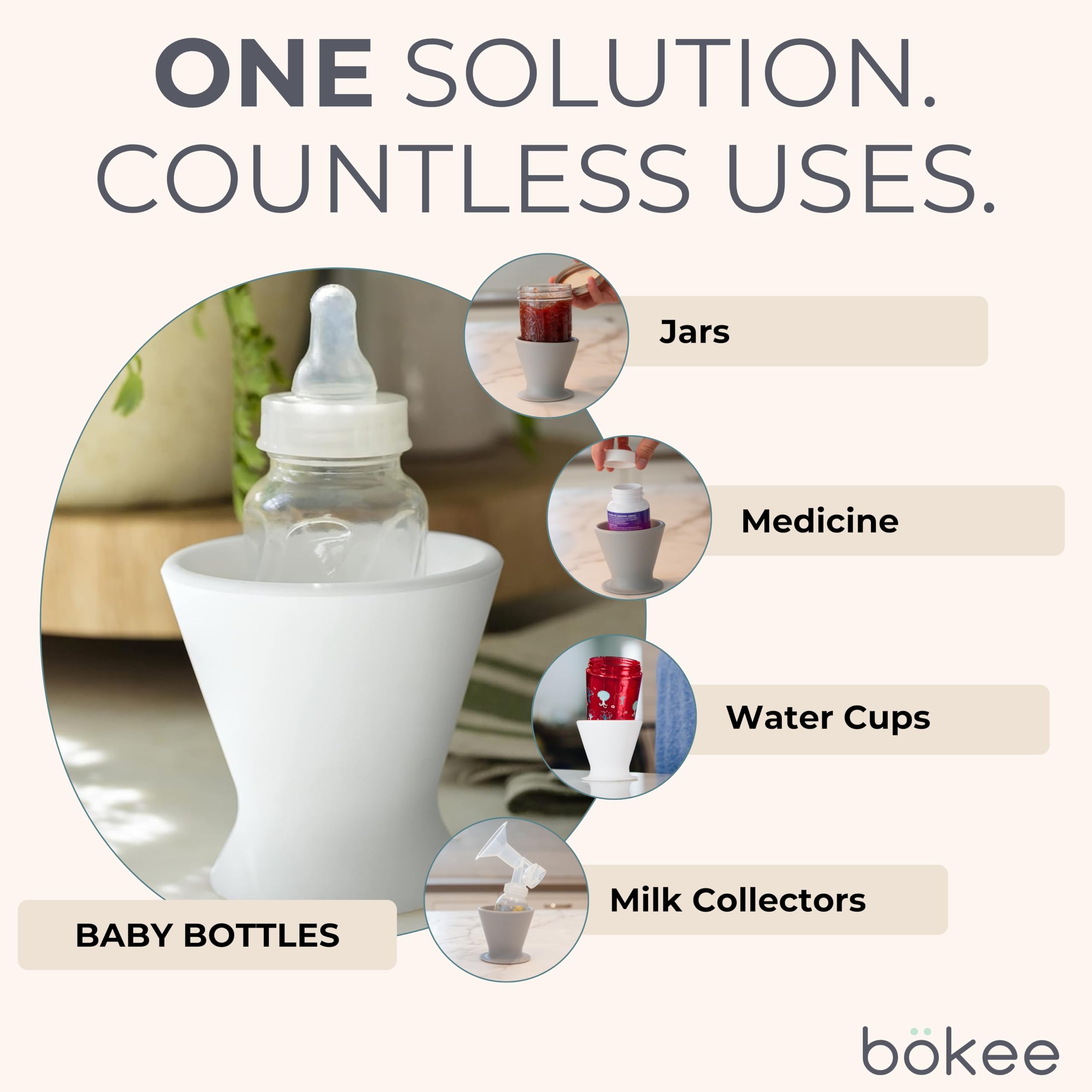 Bökee Baby Bottle Holder and Easy Hands Free Silicone Breast Pump Holder​ for One Handed Bottle Prep - Robins Egg, 1-Pack - Image 5