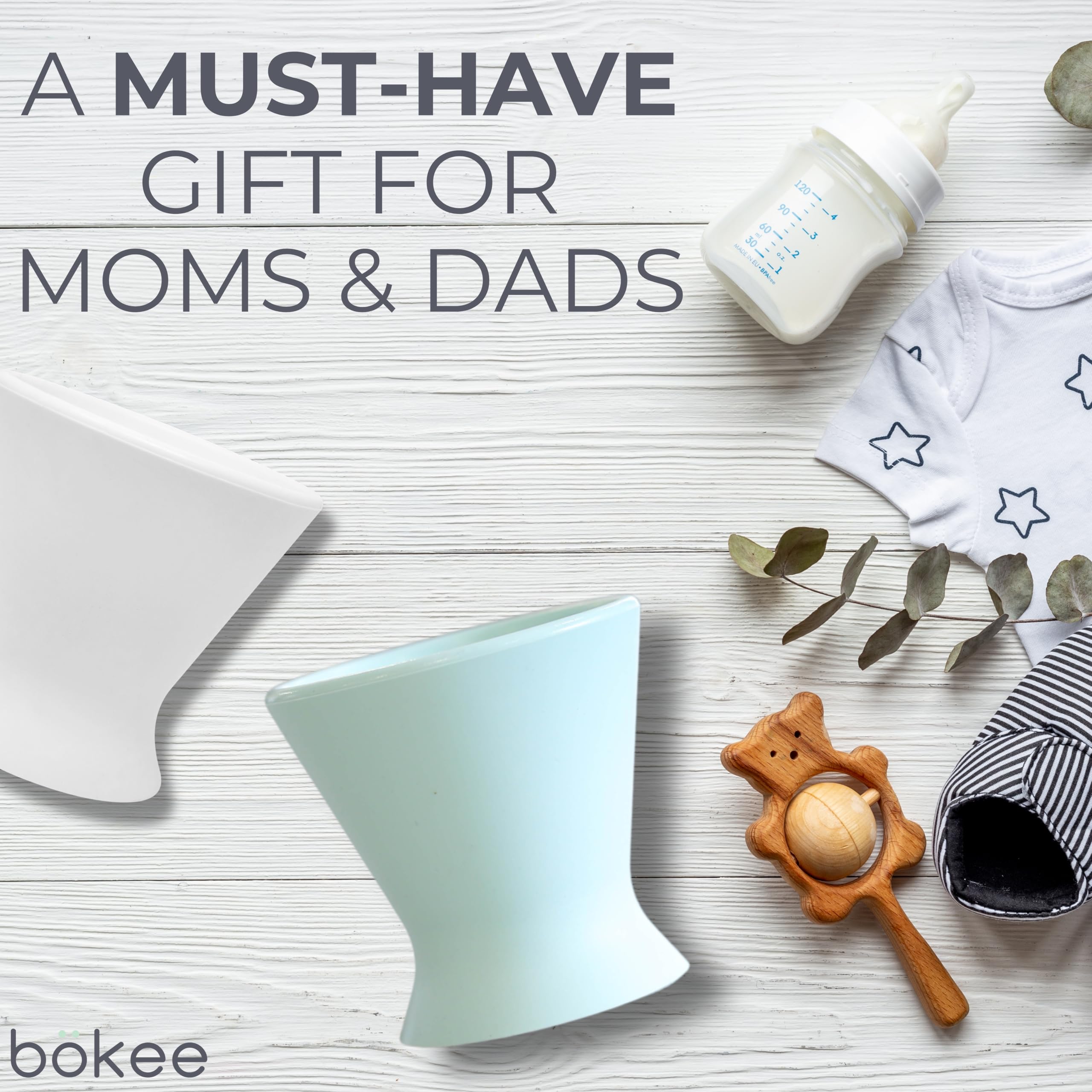 Bökee Baby Bottle Holder and Easy Hands Free Silicone Breast Pump Holder​ for One Handed Bottle Prep - Robins Egg, 1-Pack - Image 7