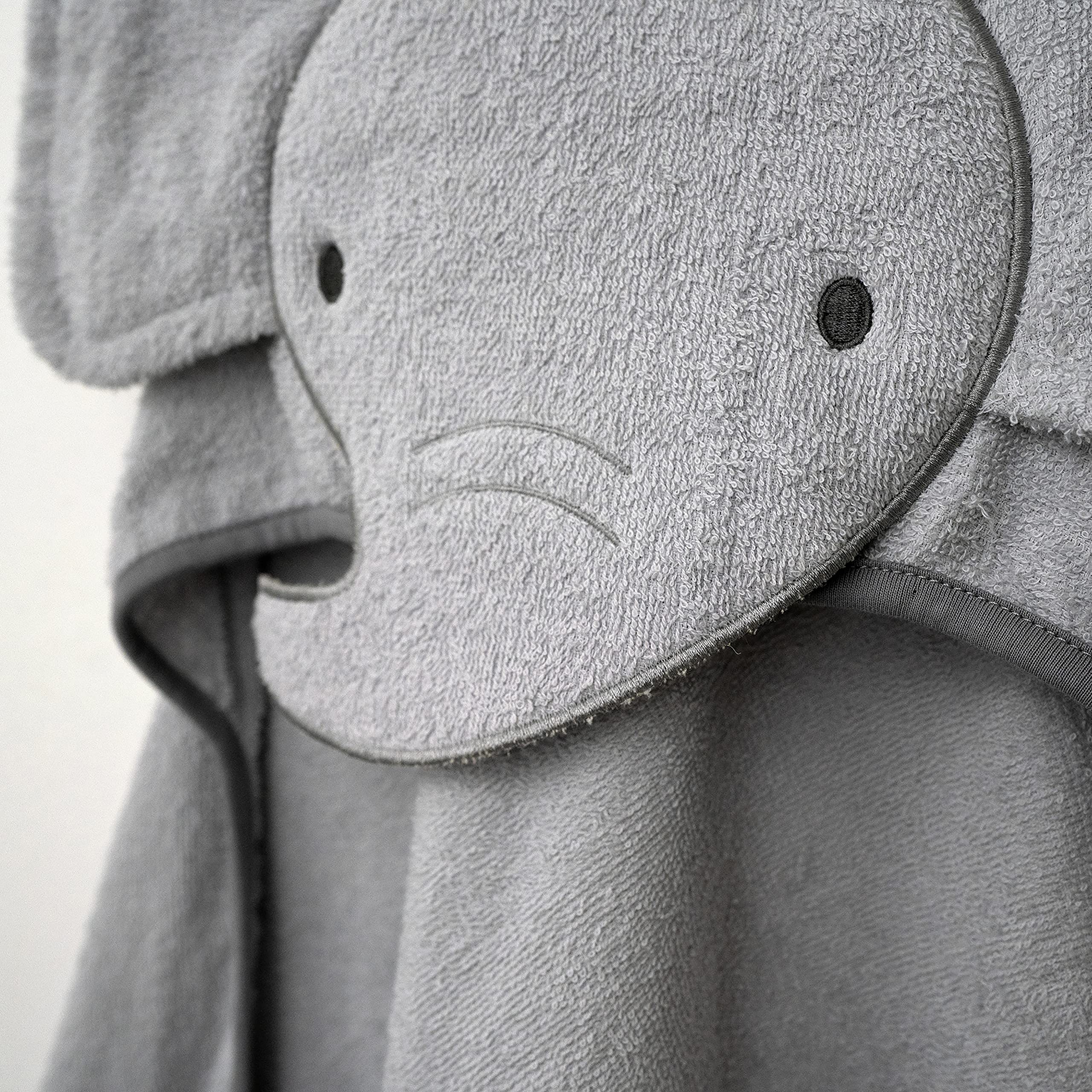 Ingenuity Clean & Cuddly Hooded Baby Elephant Bath Animal Towel - Perfect Shower Gift - Grazer - Image 3