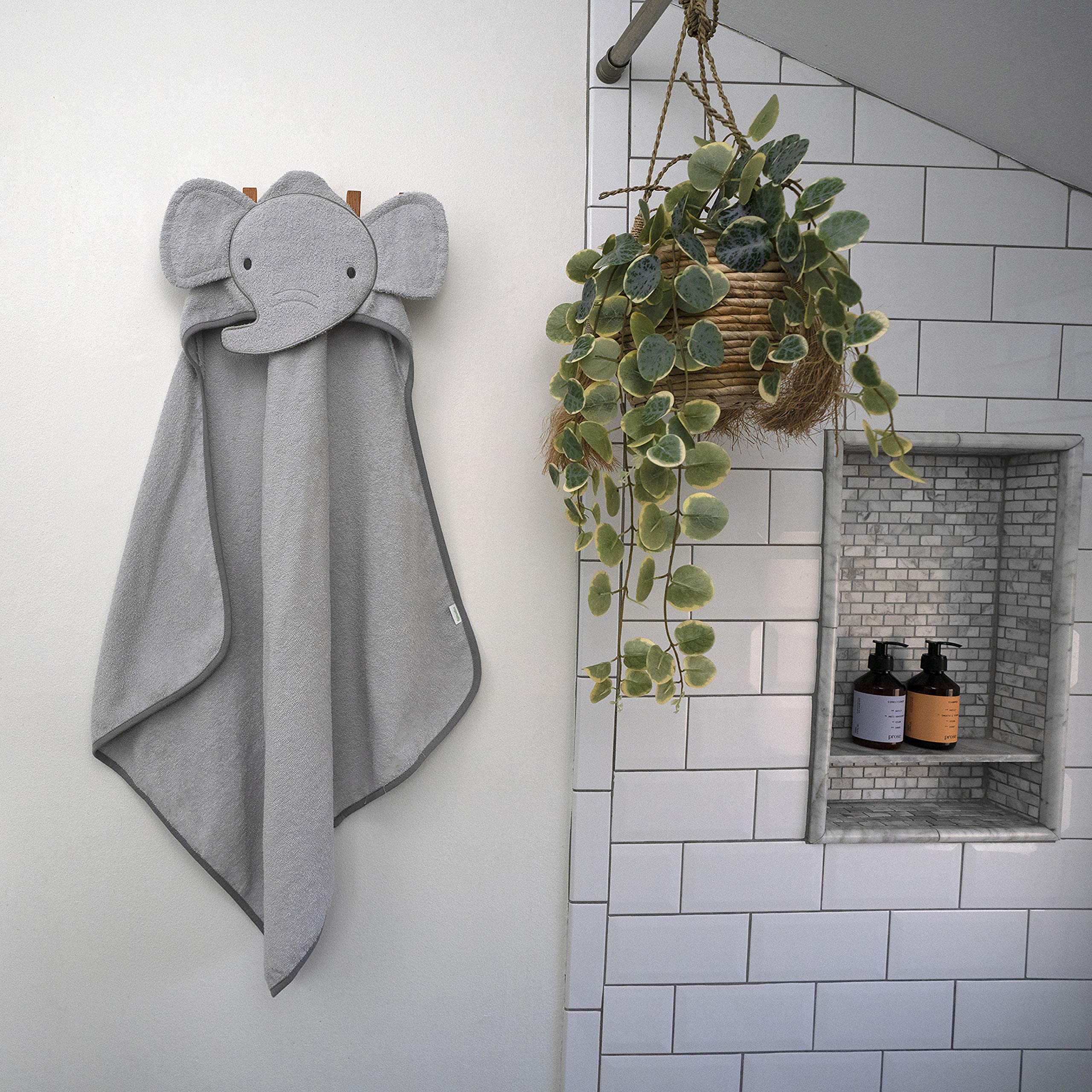 Ingenuity Clean & Cuddly Hooded Baby Elephant Bath Animal Towel - Perfect Shower Gift - Grazer - Image 7