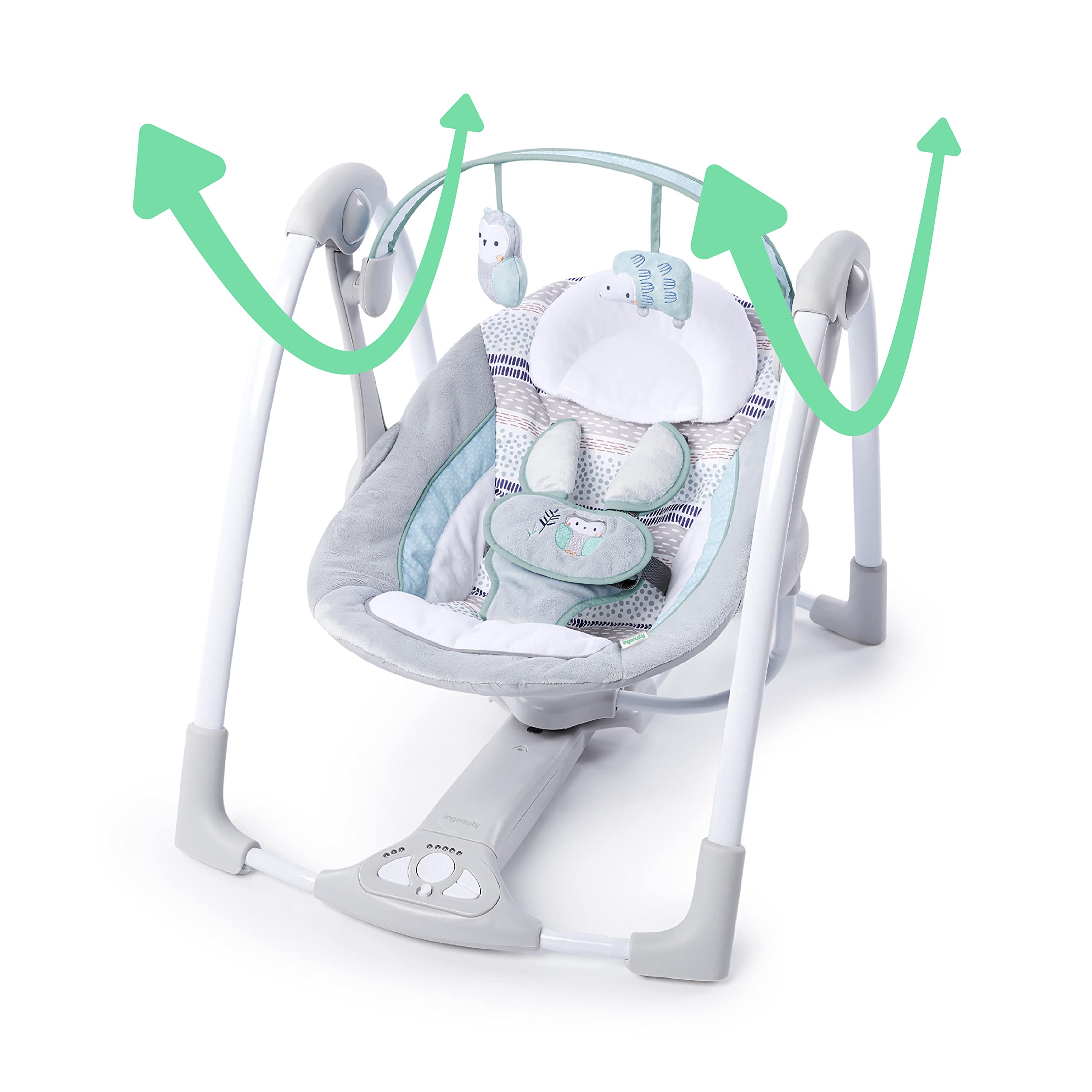 Ingenuity Compact Lightweight Portable Baby Swing with Music, Nature Sounds and Battery-Saving Technology - Abernathy, 0-9 Months - Image 3
