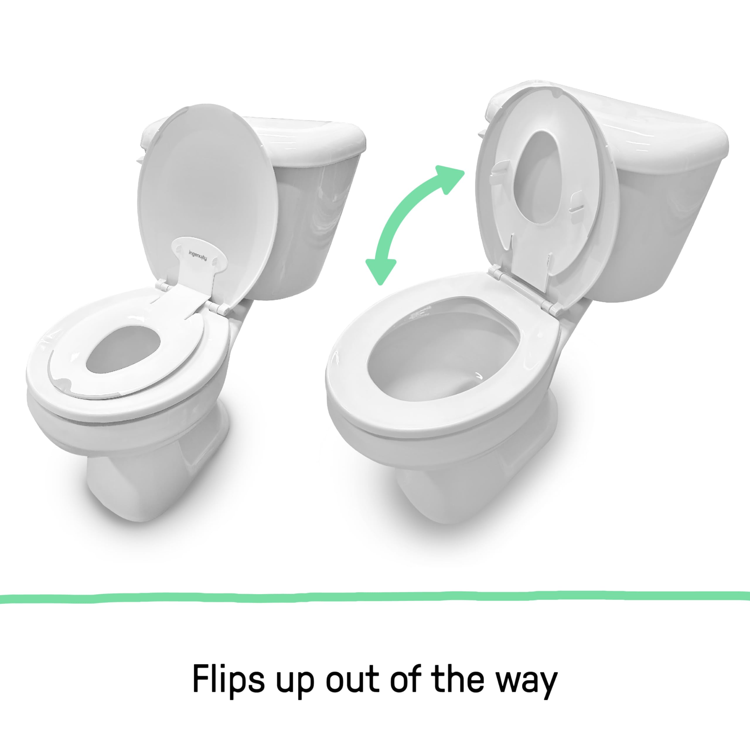Ingenuity: ity by Ingenuity Flip & Sit Potty Seat (White) – Easy to Set Up & Remove Potty Training Seat That Attaches to Adult Toilet Seat - Image 3