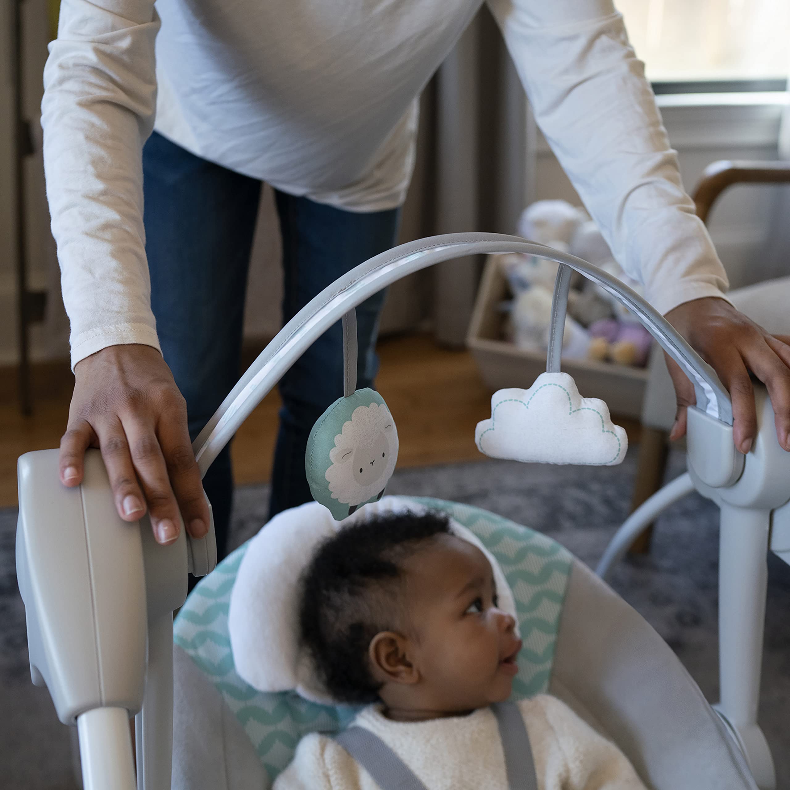 Ingenuity: ity by Ingenuity Swingity Swing Easy-Fold Portable Baby Swing, 0-9 Months Up to 20 lbs (Goji) - Image 3