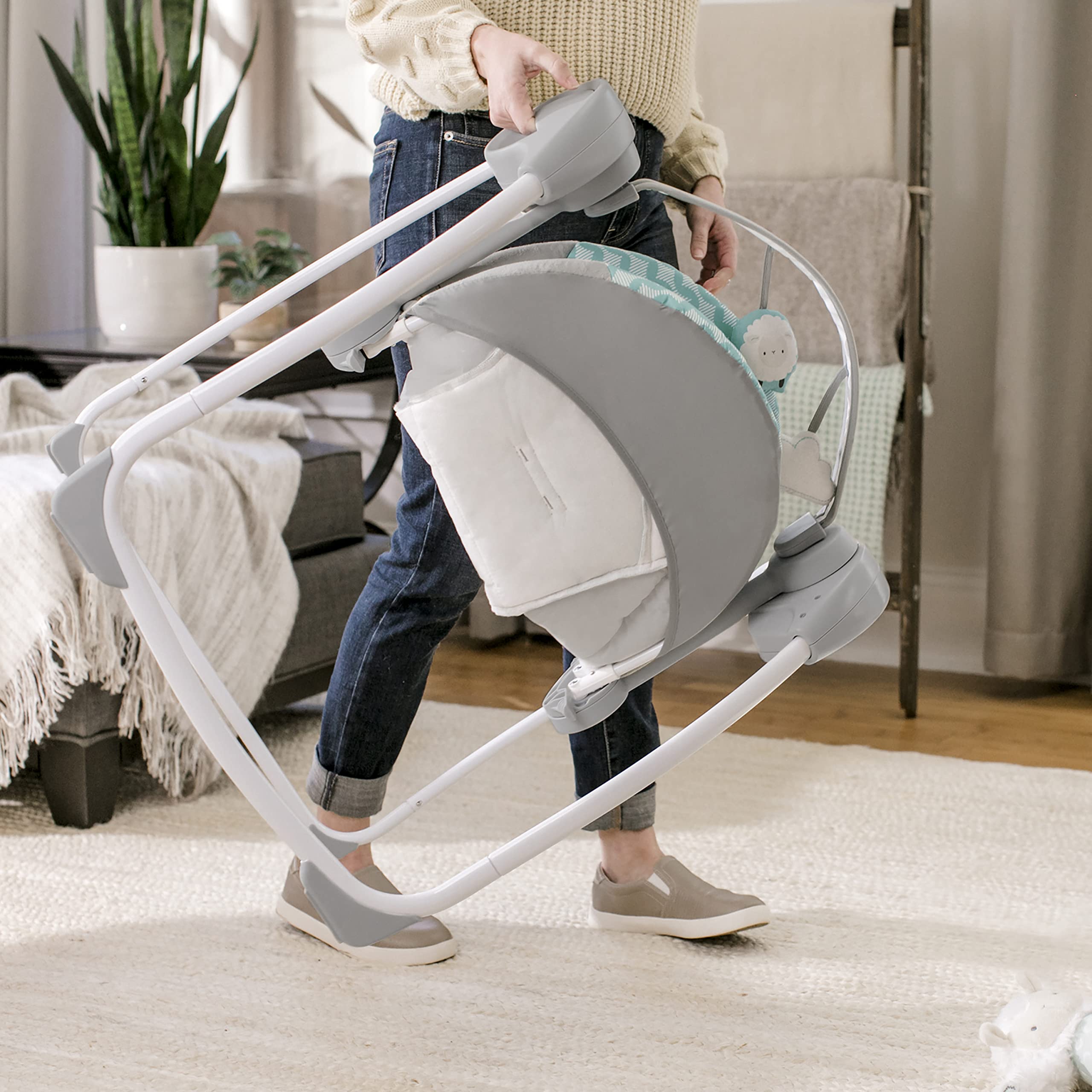 Ingenuity: ity by Ingenuity Swingity Swing Easy-Fold Portable Baby Swing, 0-9 Months Up to 20 lbs (Goji) - Image 5